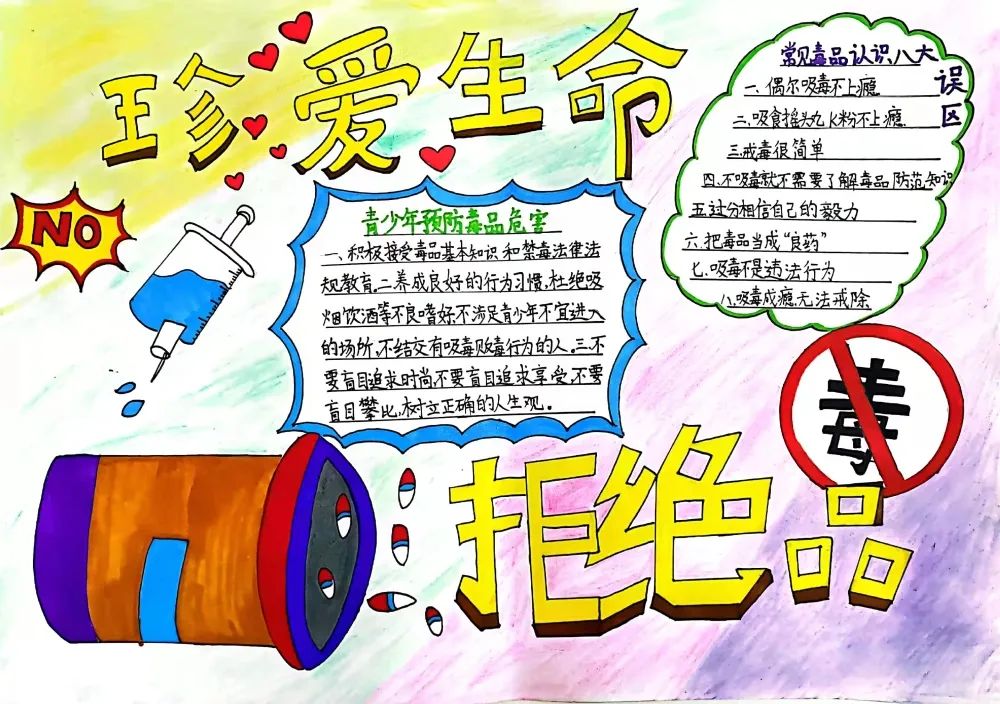 珍爱生命 远离毒品主题手抄报小学生优秀作品-图5