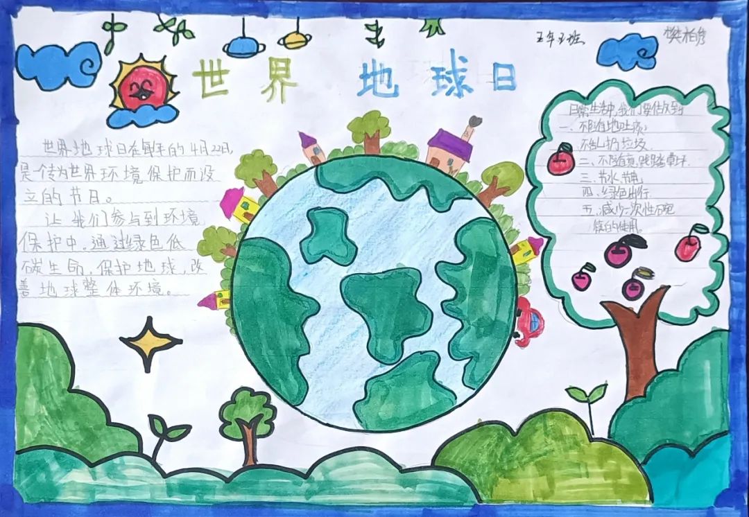“关爱美丽家园 呵护地球母亲”手抄报获奖作品-图5