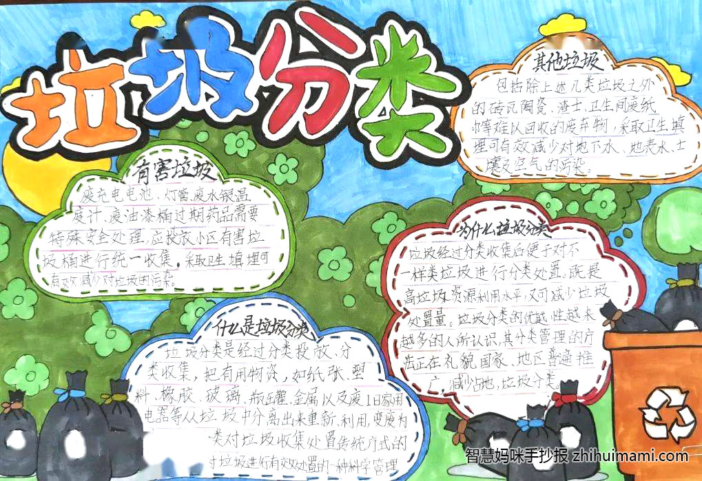 小学生垃圾分类手抄报绘画（8张）-图5