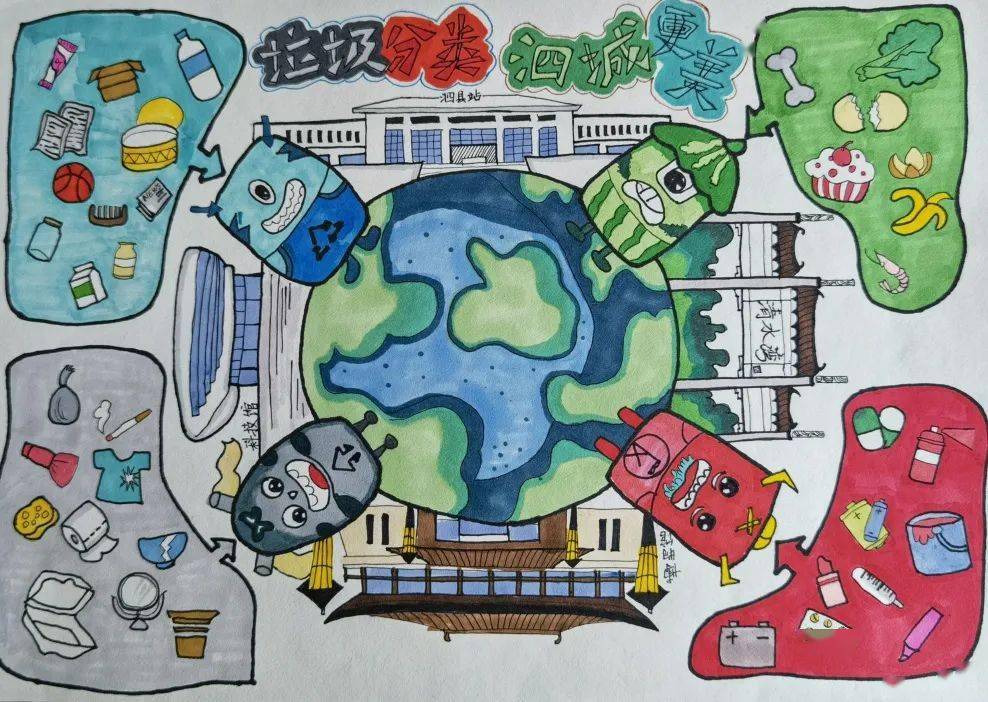 垃圾分类从我做起儿童画漂亮（5张）-图1