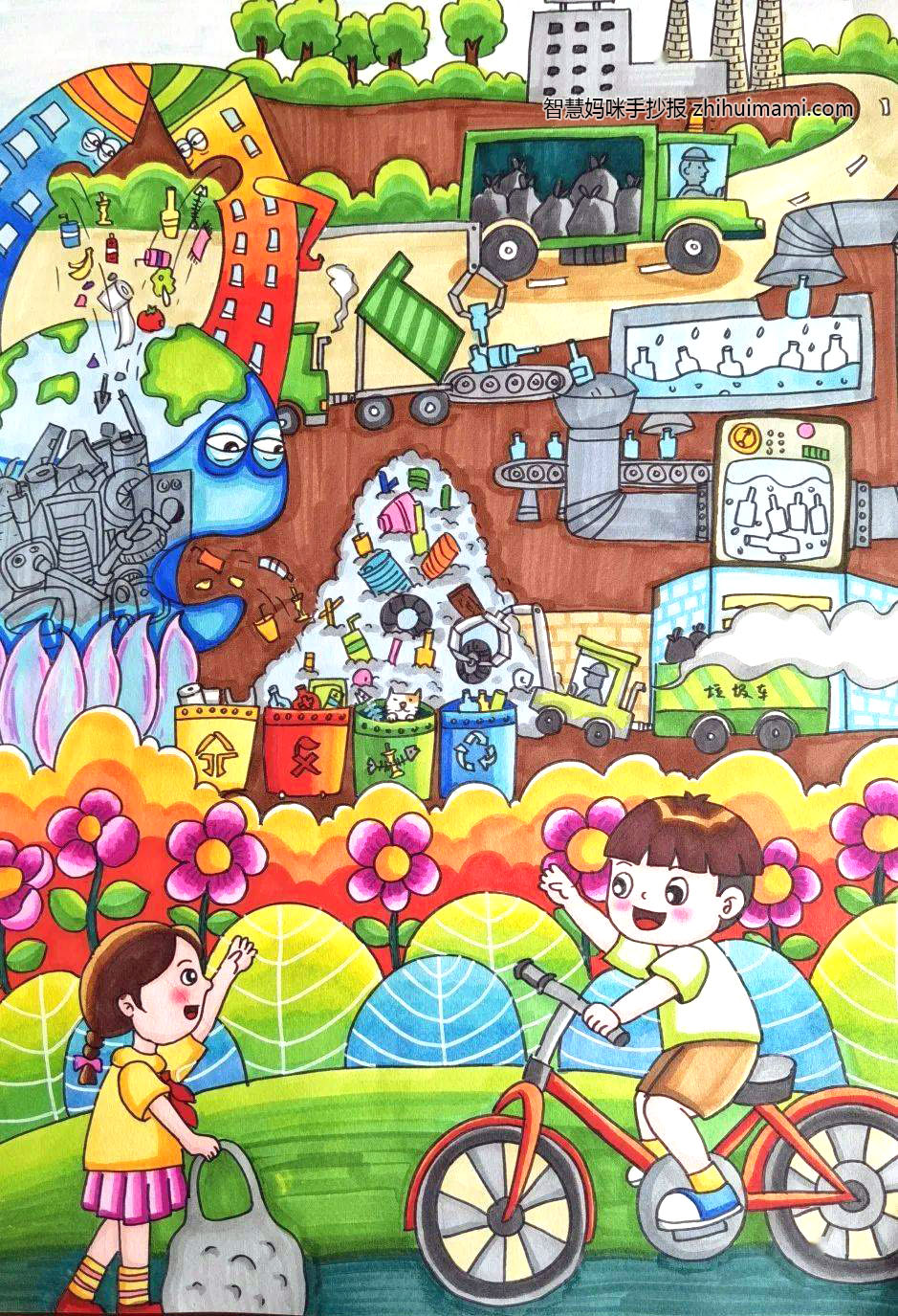 八年级垃圾分类绘画一等奖（竖版6张）-图4