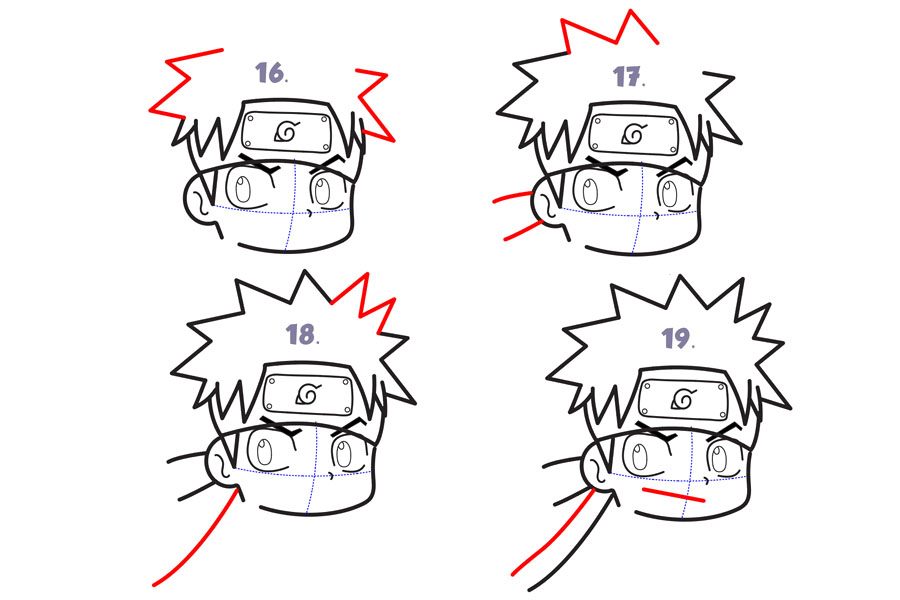 可爱的火影忍者鸣人简笔画画法步骤-图4