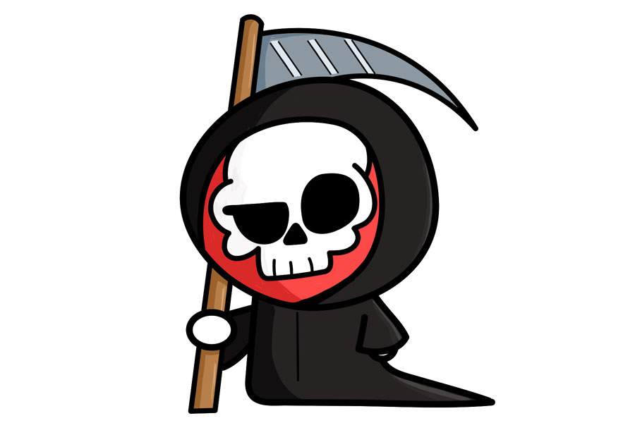 如何画一个可爱的卡通死神