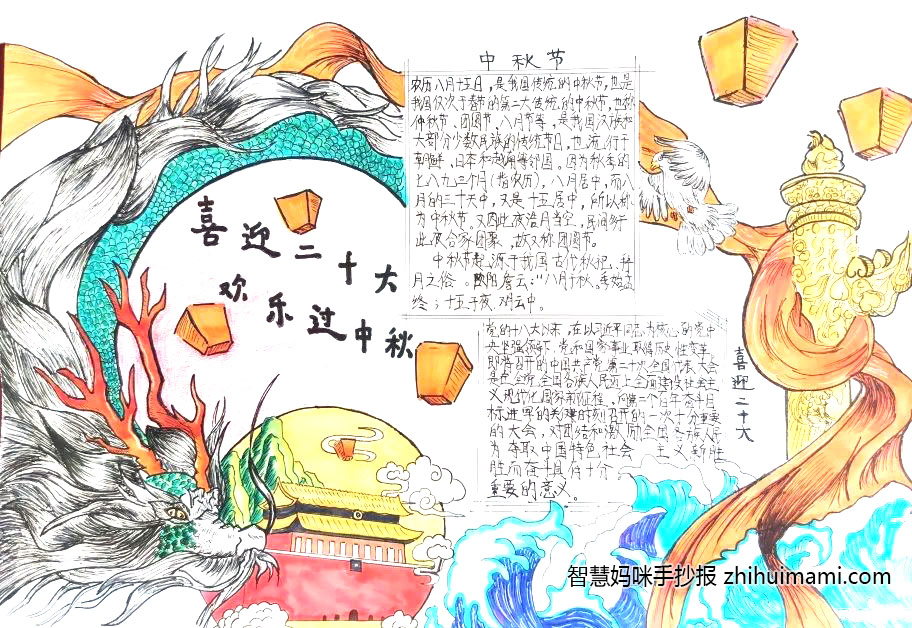 “喜迎二十大 强国复兴有我”主题手抄报-图1