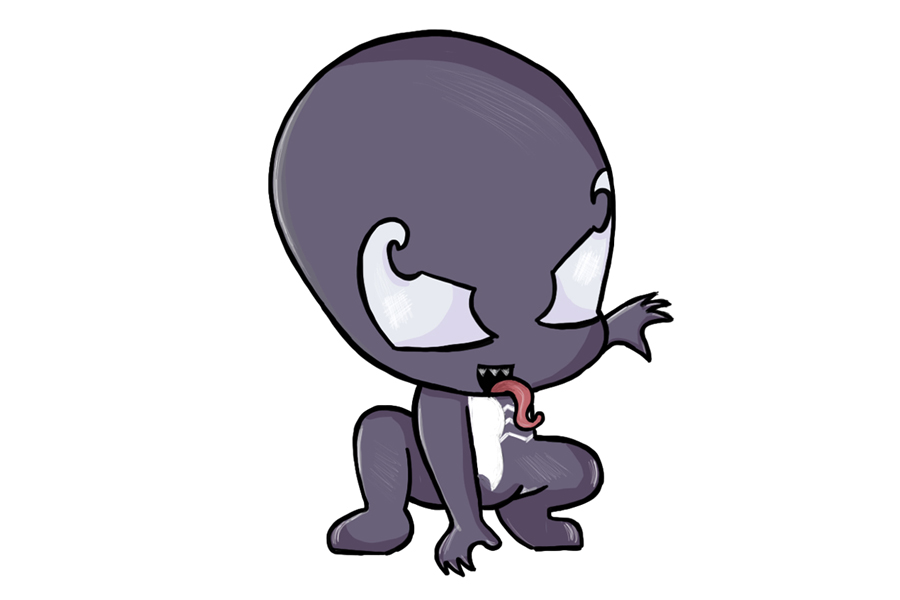 可爱的毒液简笔画画法步骤