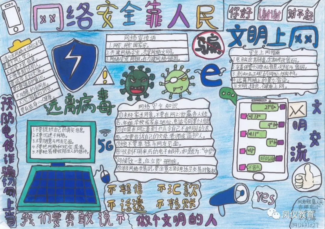 “守护网络安全 人人有责”手抄报精选作品-图4