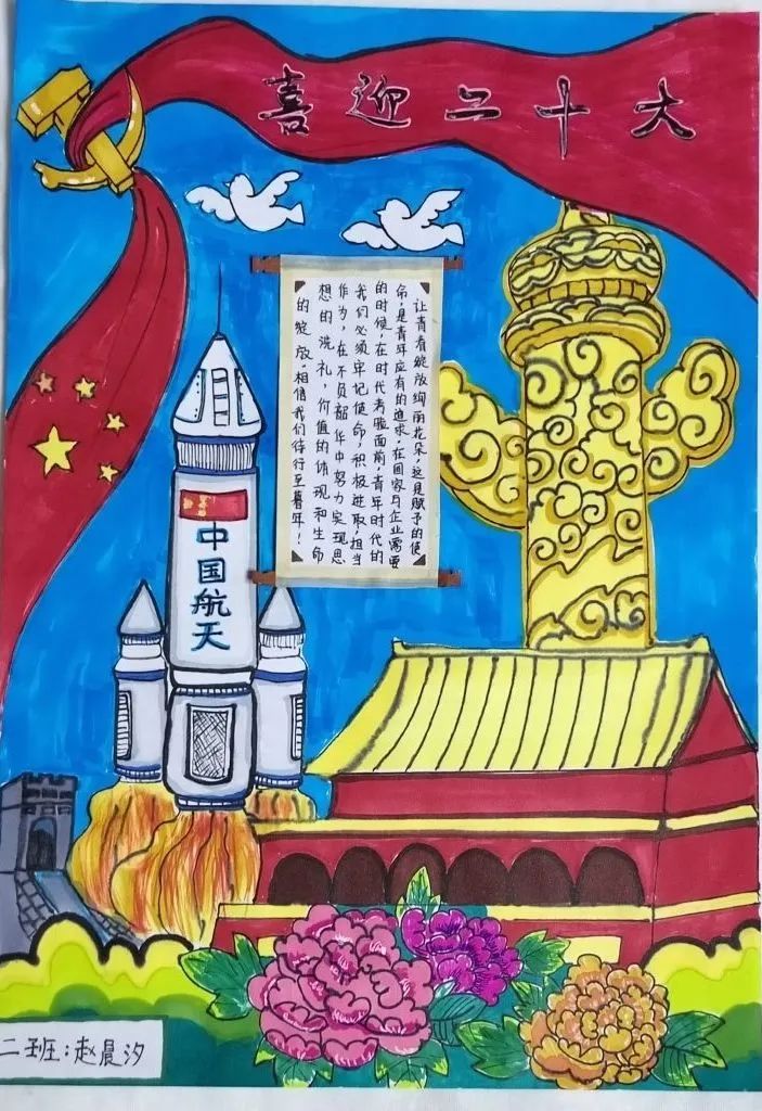 “忆初心·绘梦想——喜迎二十大”主题手抄报图片-图1
