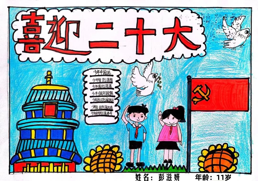 “喜迎二十大·强国复兴有我”少儿绘画作品-图4