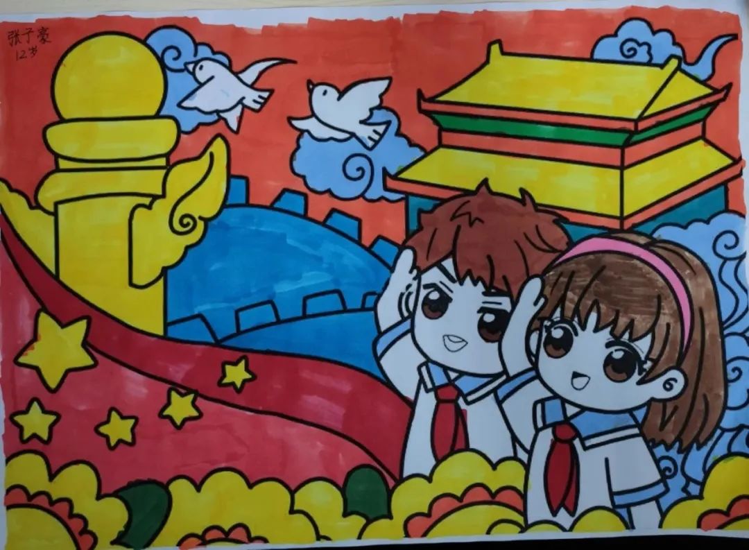 小学生“喜迎二十大·强国复兴有我”优秀绘画作品-图2