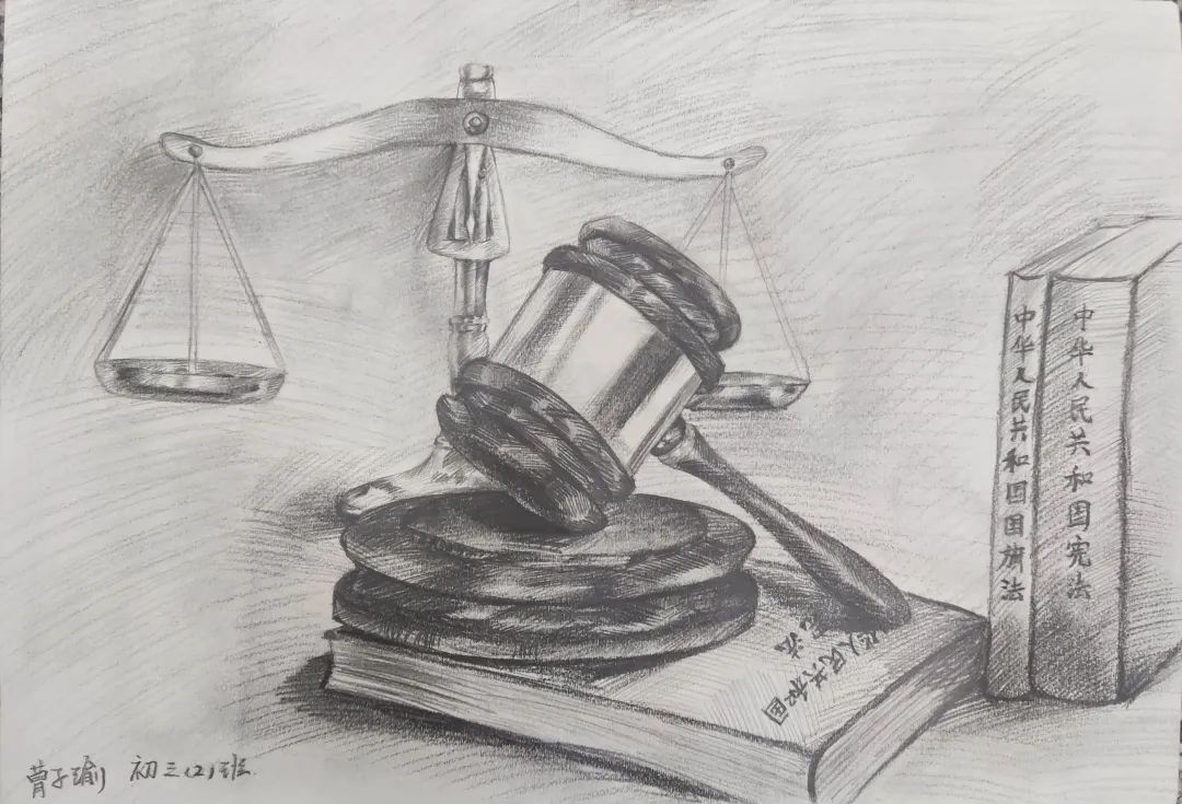 “喜迎二十大”学生优秀法治绘画作品8张-图3
