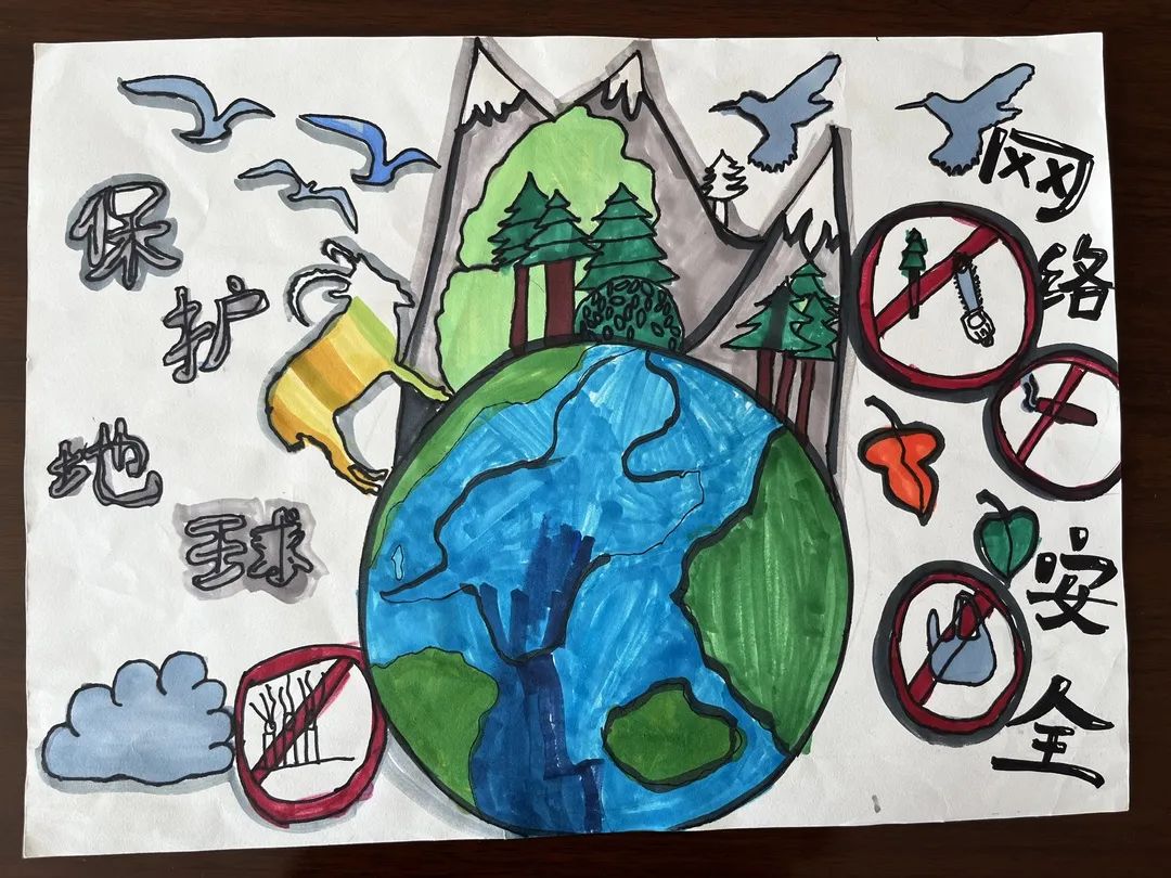 守护网络安全儿童绘画作品-图4