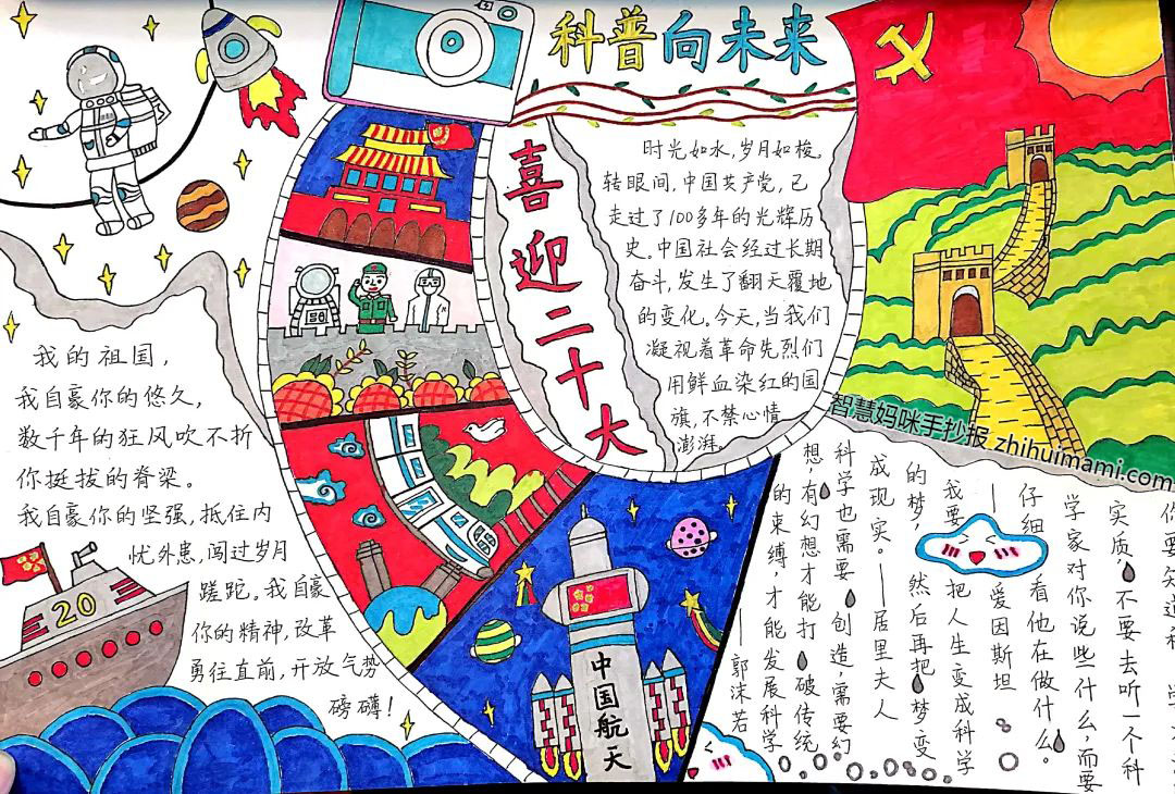 “喜迎二十大，科普向未来”主题手抄报（7张）-图4