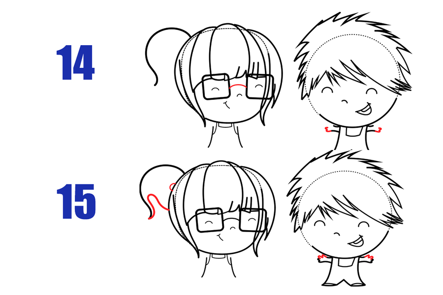 可爱的男孩女孩简笔画怎么画-图8