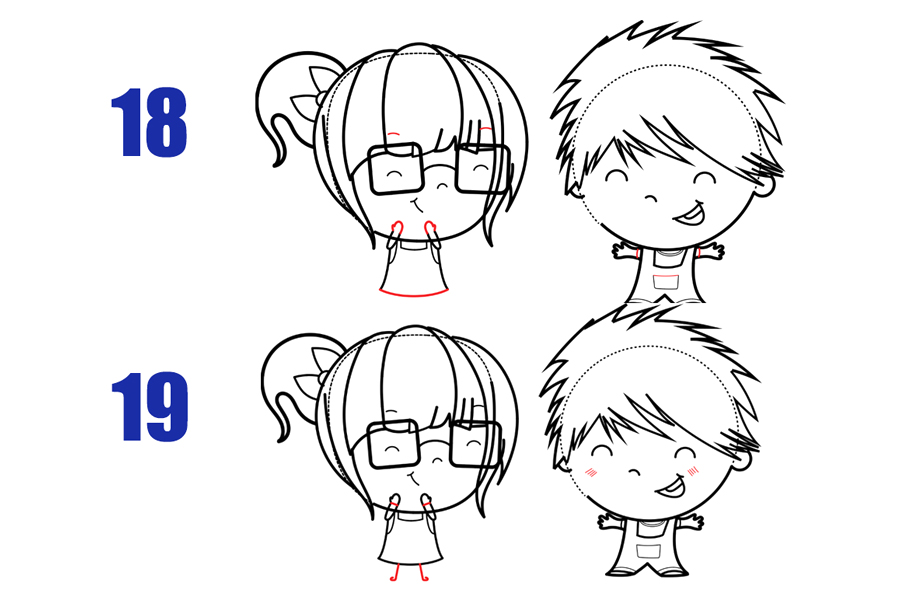 可爱的男孩女孩简笔画怎么画-图10