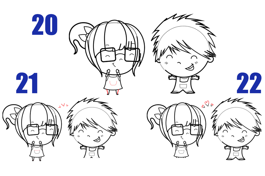 可爱的男孩女孩简笔画怎么画-图11