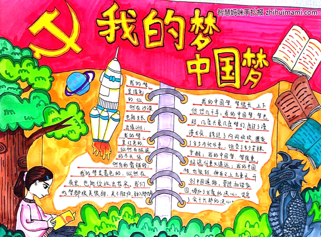 “少年有梦 强国有我”主题手抄报绘画
