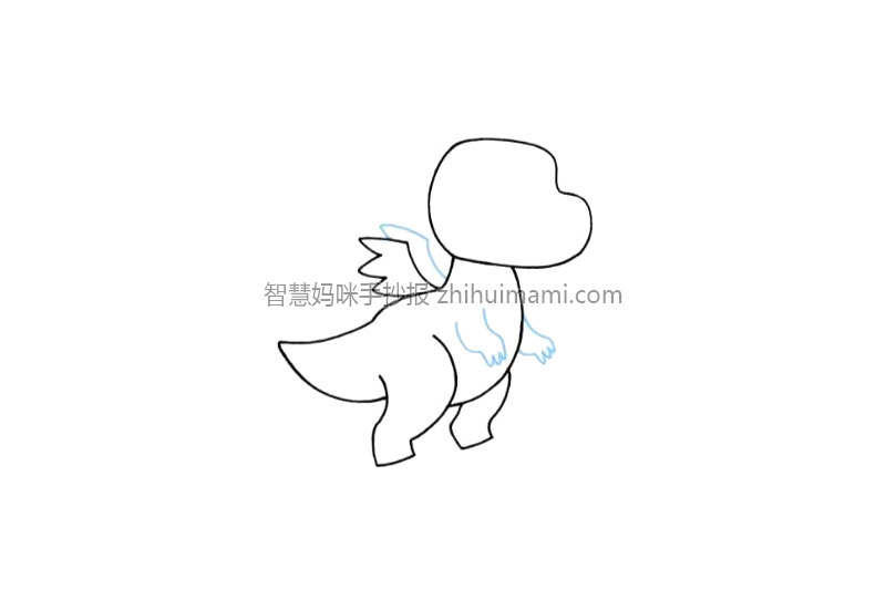 一只可爱的卡通龙简笔画画法步骤-图5