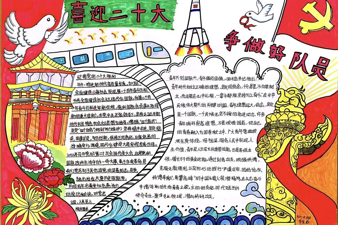 “童心向党 砥砺奋进守初心 青春献礼二十大”手抄报5张-图2