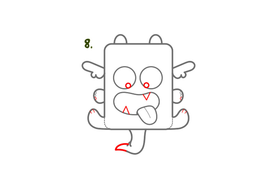 简单可爱的卡通怪物怎么画-图5