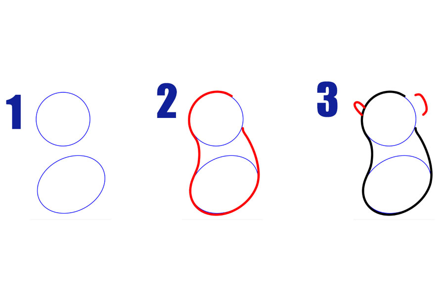 拿着独角兽气球的小女孩简笔画画法步骤-图1