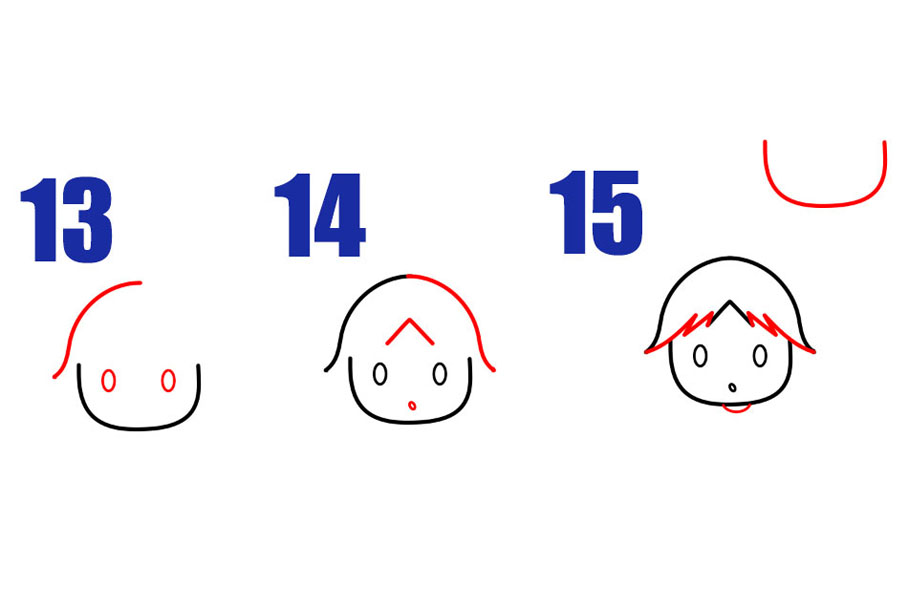 拿着独角兽气球的小女孩简笔画画法步骤-图5