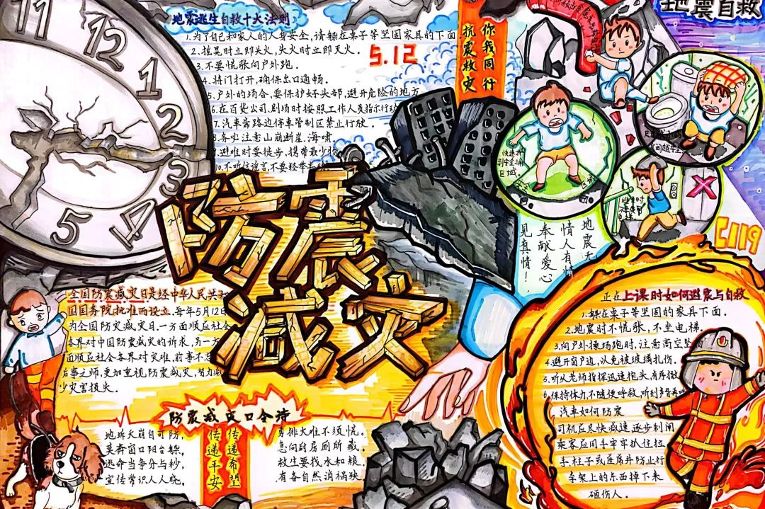 “预防地震 减少灾害”防震减灾手抄报一等奖-图3