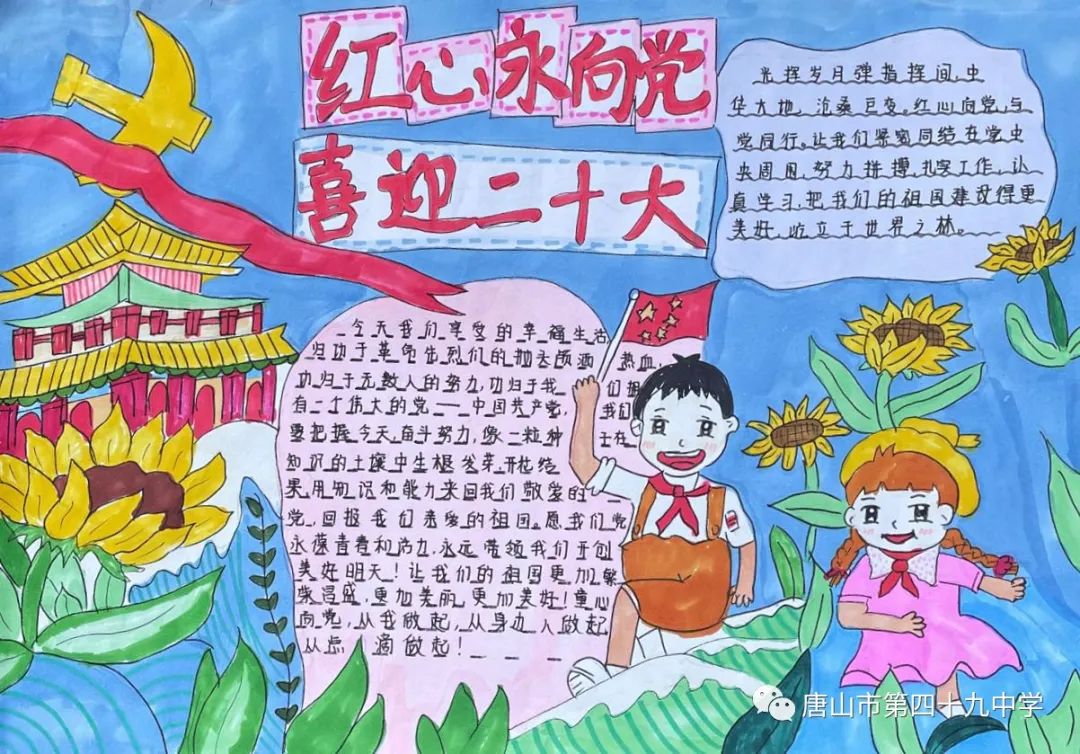 “红心喜迎二十大 学子立志向未来”手抄报图片-图2