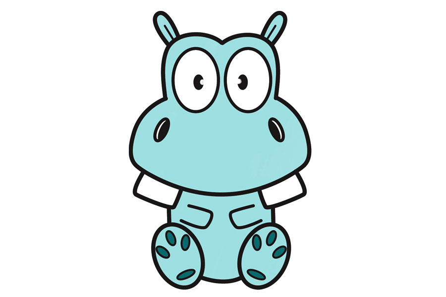 一只简单可爱的卡通河马简笔画教程