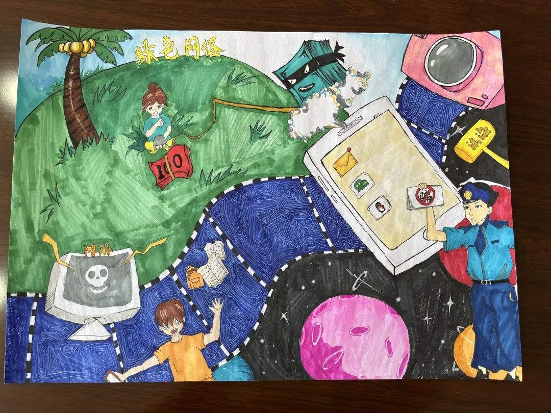 “网络安全为人民，网络安全靠人民”网络安全主题绘画作品-图6