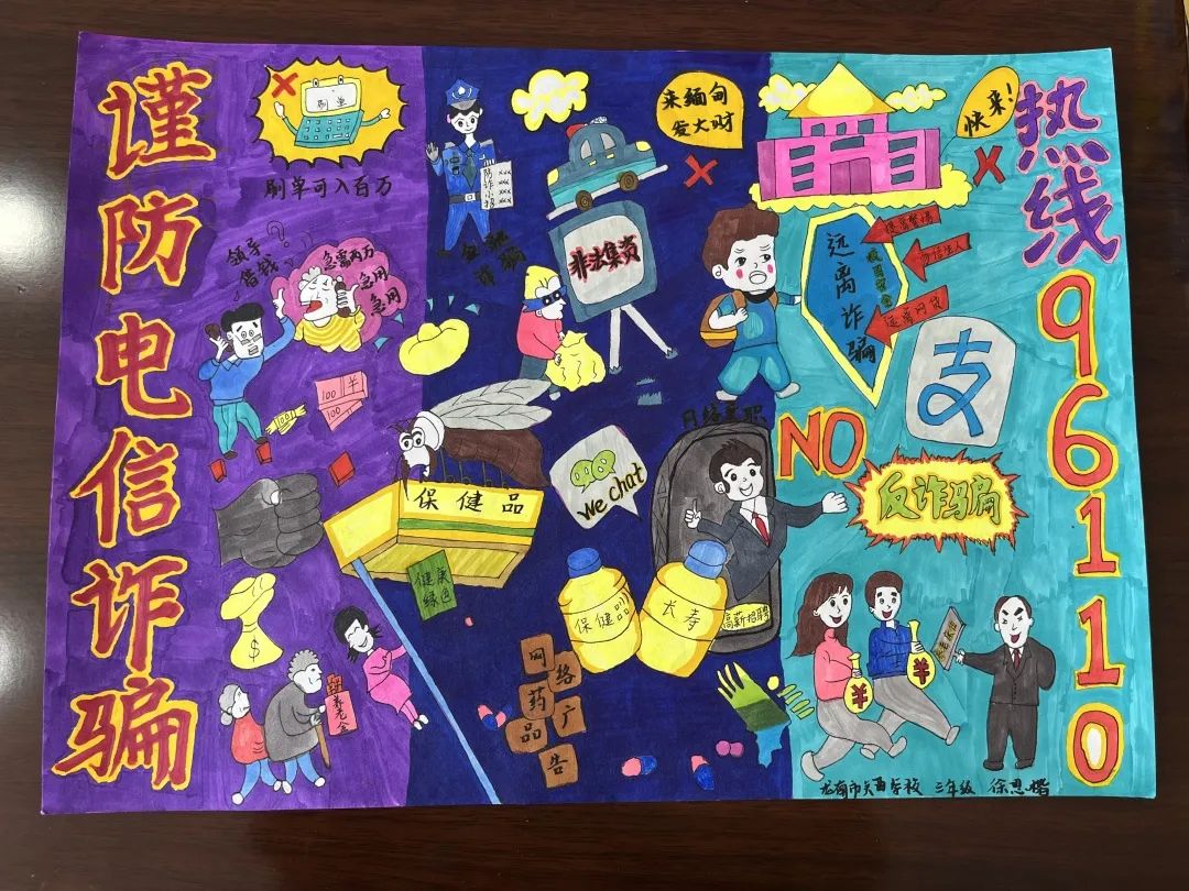 “全员反诈 守护平安”网络完全主题绘画-图1
