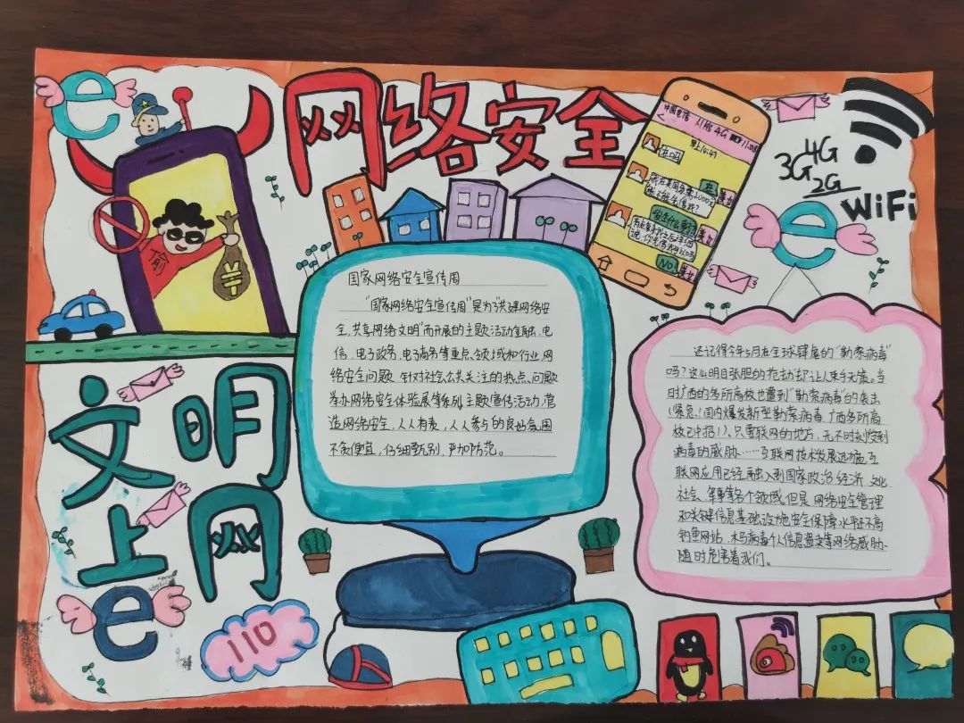 一组简单的网络安全主题手抄报图片-图4