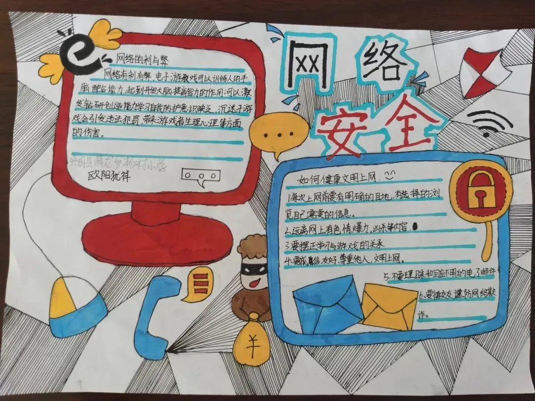 一组简单的网络安全主题手抄报图片-图5