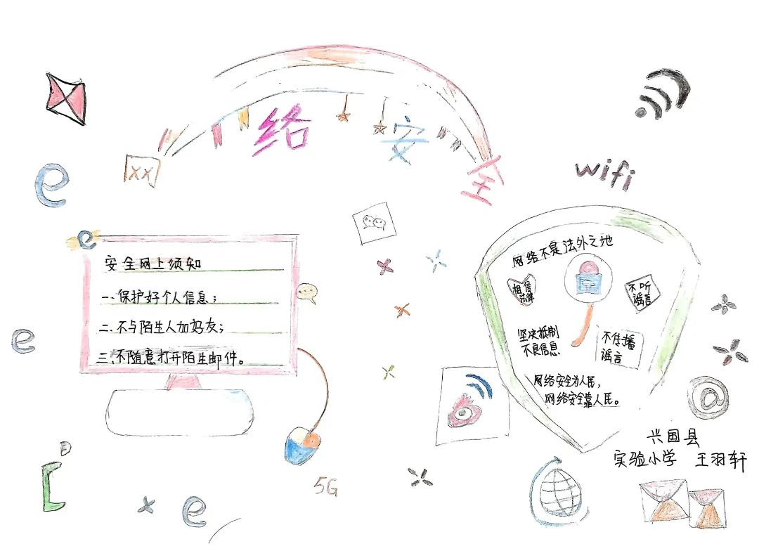 一组简单的网络安全主题手抄报图片-图7