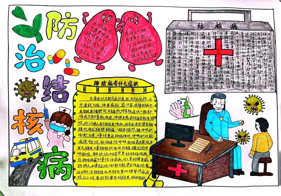 “生命至上 共享健康 ”世界肺结核日手抄报（6张）-图2