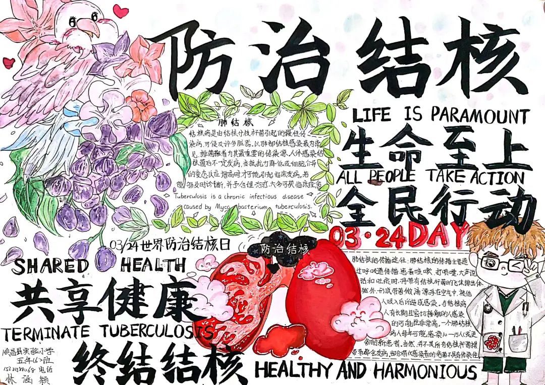 “全民行动 终结结核”世界肺结核日健康宣传手抄报-图1