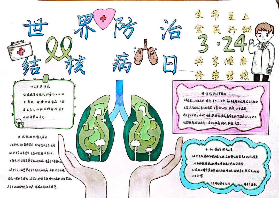 3月24日“世界防治结核病日”主题手抄报优秀作品-图3