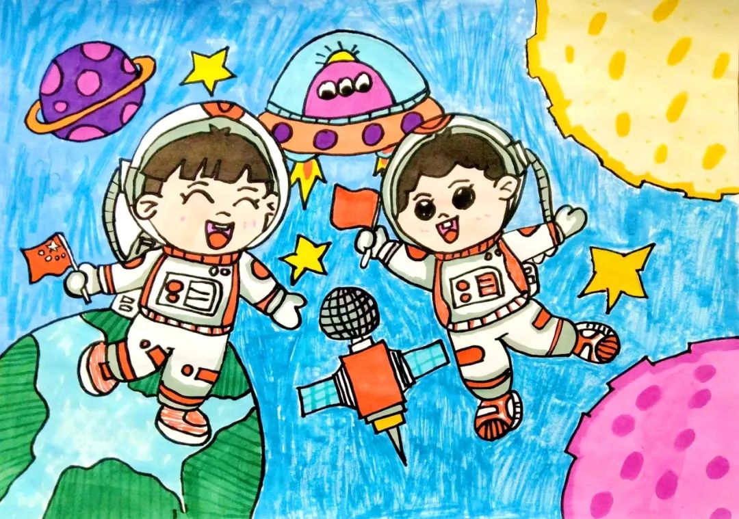 “童心绘画迎国庆 携手喜迎二十大”主题绘画作品-图6