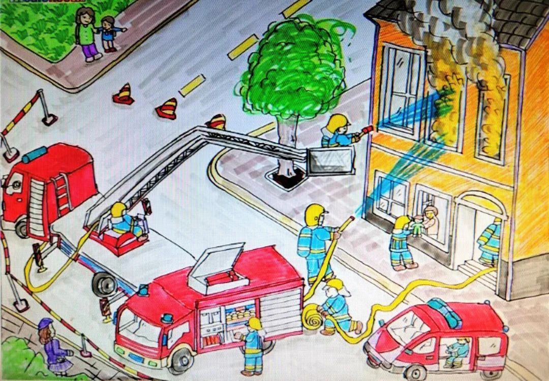 漂亮的“童心绘安全”主题绘画图片-图8