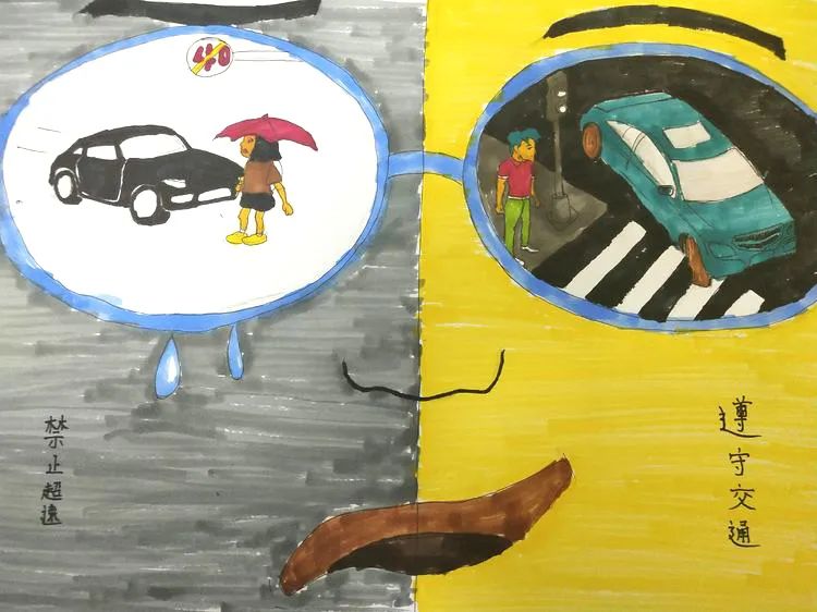 漂亮的“童心绘安全”主题绘画图片-图9