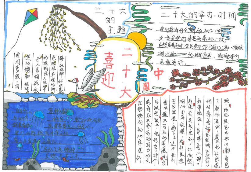 “喜迎二十大 文化兴灯都”国庆节手抄报绘画-图6