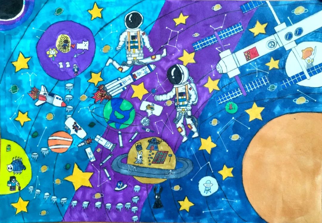 幻想太空创意儿童绘画作品（6张）-图3