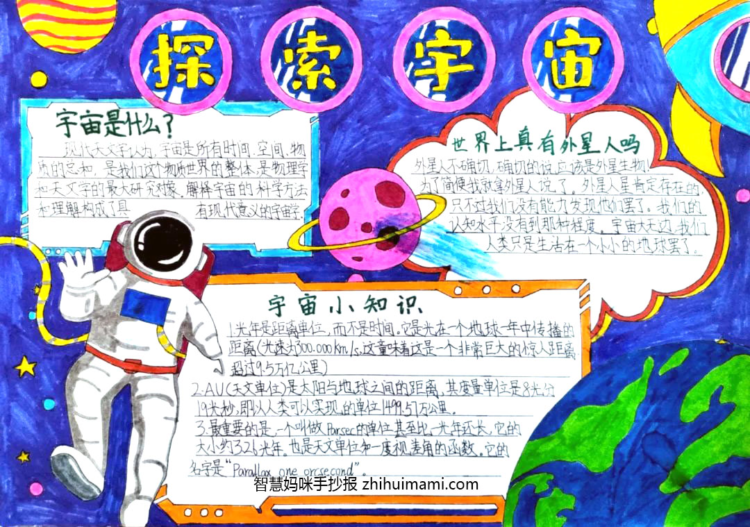 8张漂亮的幻想太空主题手抄报绘画（一等奖）-图2