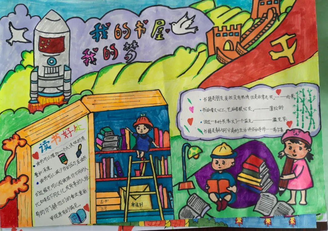 小学六年级“喜迎二十大 我的书屋我的梦”手抄报作品-图2