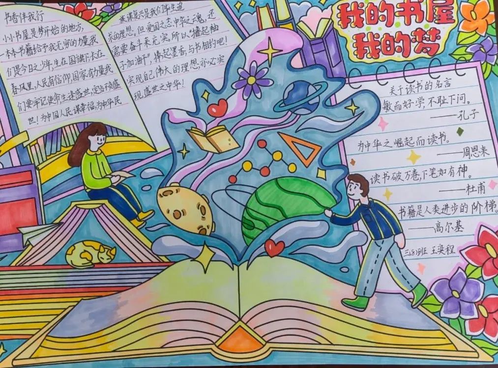 小学六年级“喜迎二十大 我的书屋我的梦”手抄报作品-图3