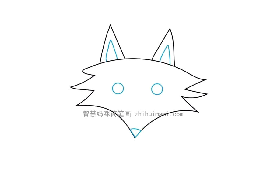可爱的小狼简笔画画法步骤-图3