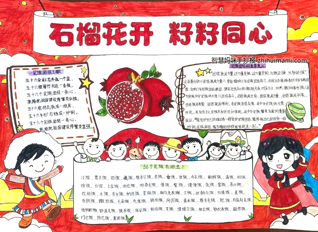 铸牢中华民族共同体意识“石榴籽铸魂”手抄报图片（9张）-图1