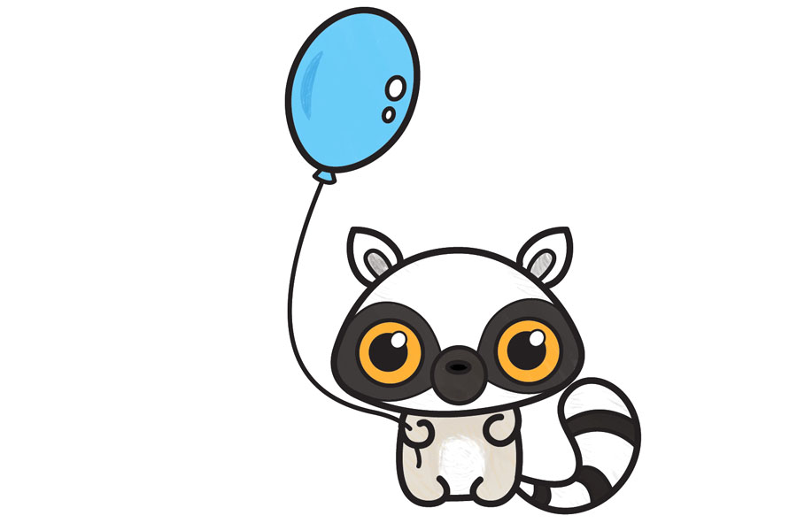 一步一步学画可爱的狐猴简笔画