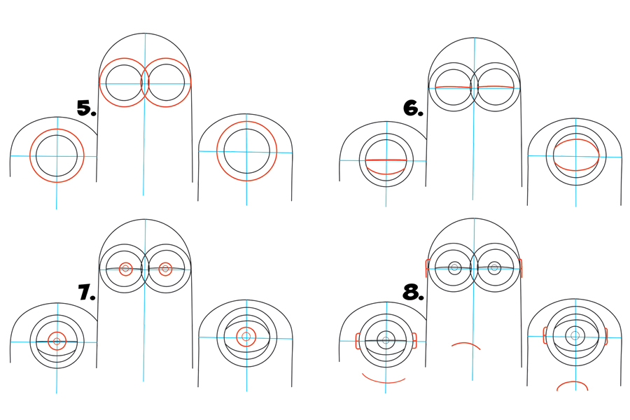 三个可爱的小黄人简笔画画法步骤-图3