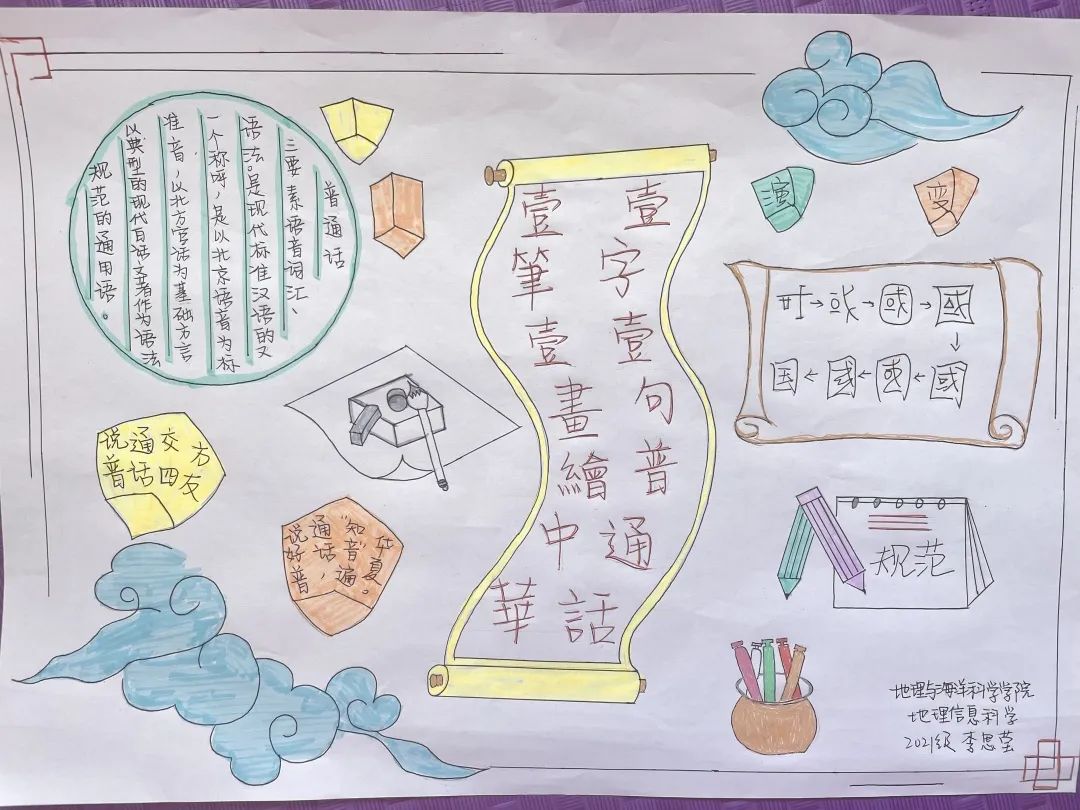 “一句中国话 一份中国情 共讲普通话 喜迎二十大”主题手抄报图片-图3