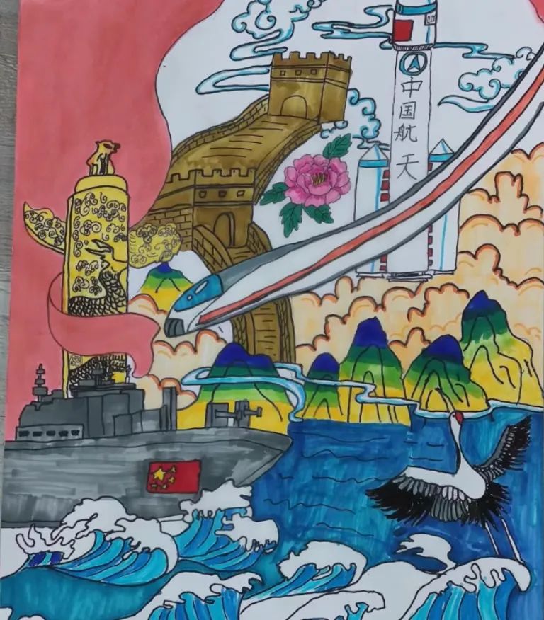 喜迎二十大 奋进新征程儿童画优秀作品-图1